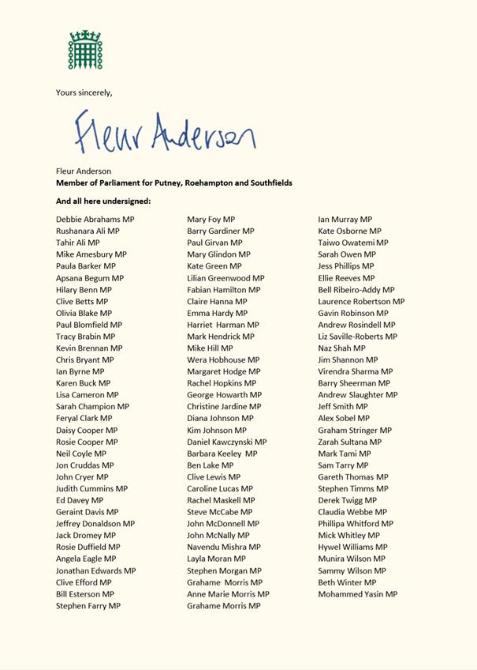 Signatories to the Letter