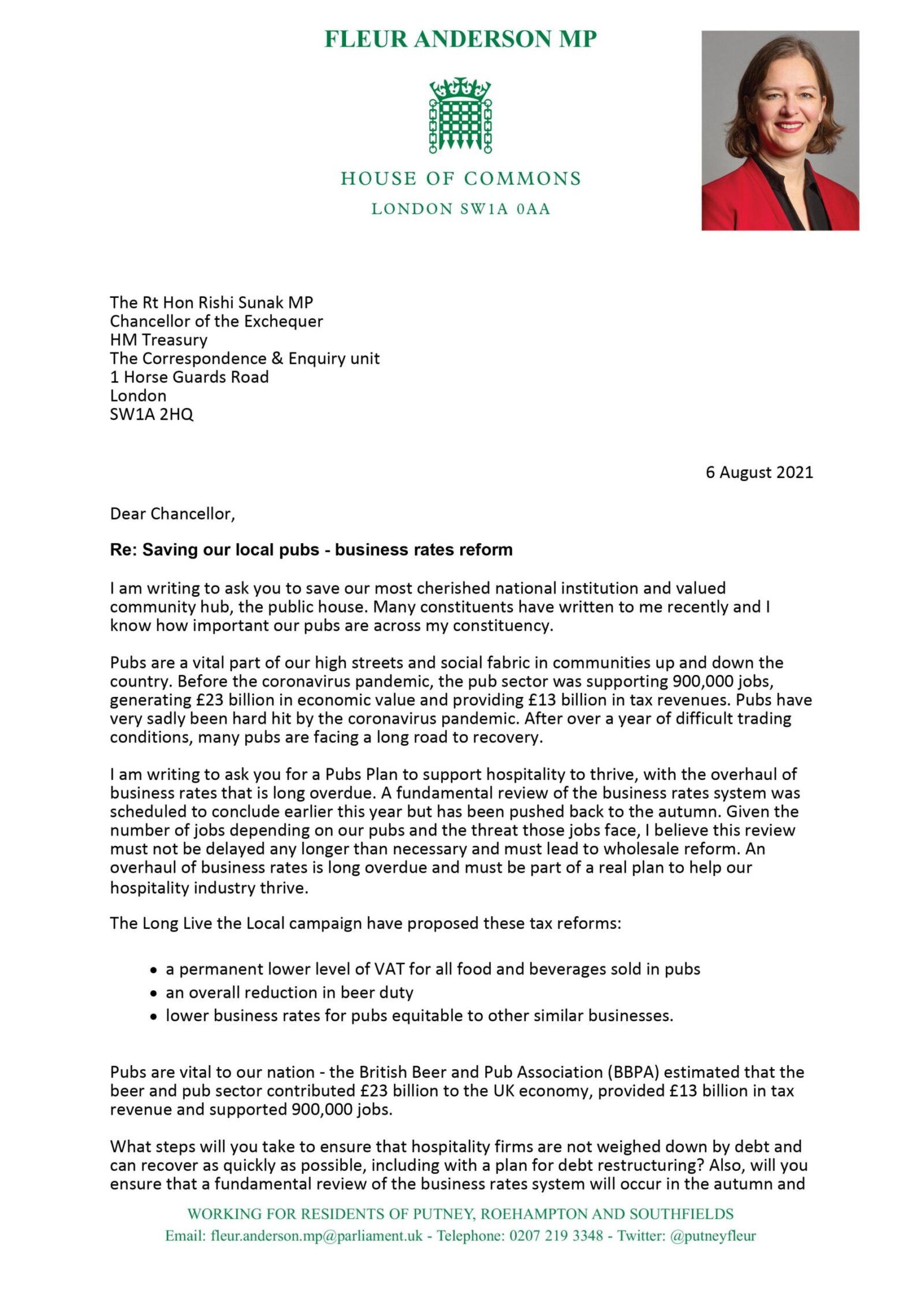 Letter to Chancellor