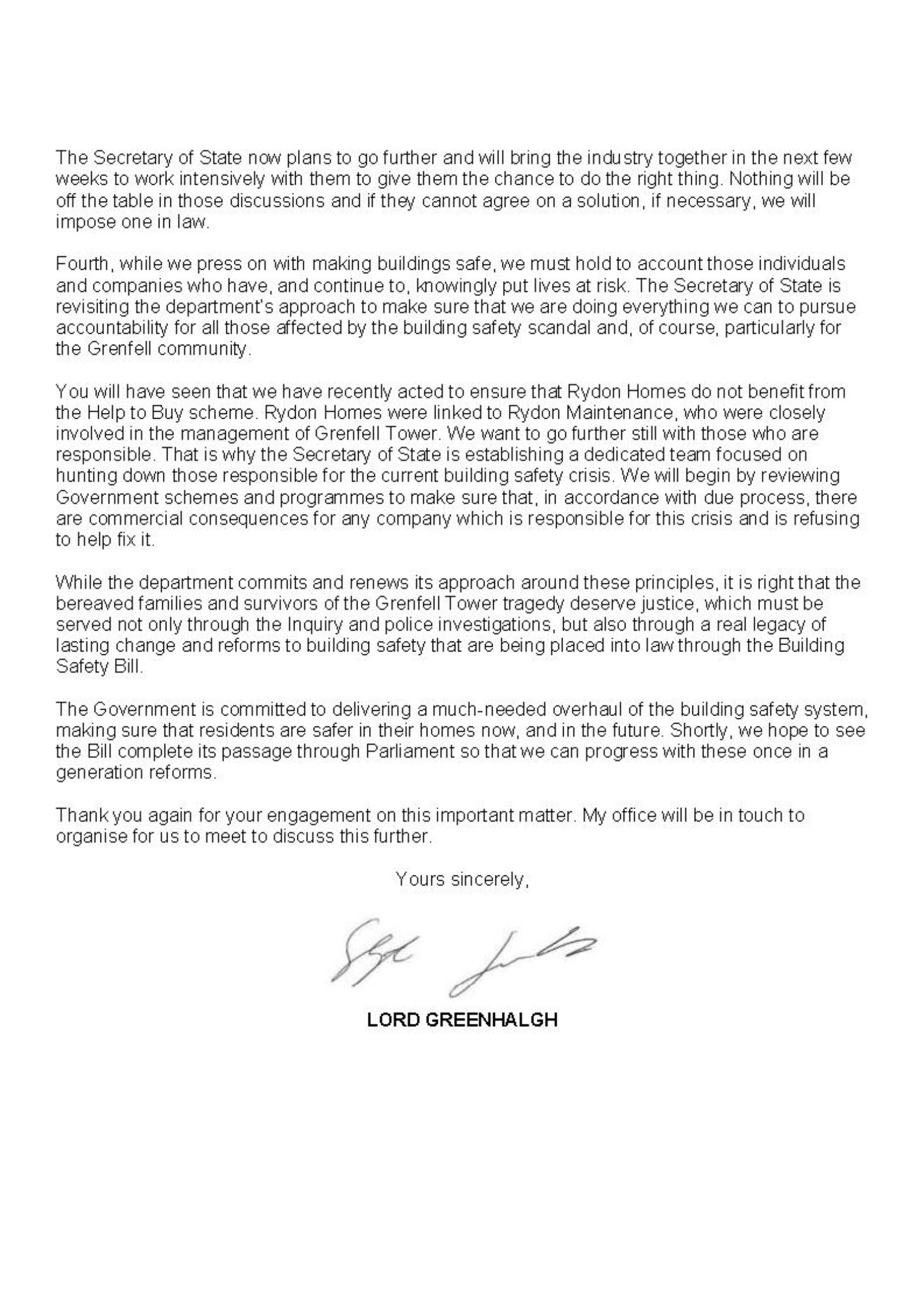 Response from Lord Greenhalgh on Building Safety Issues - Page 3