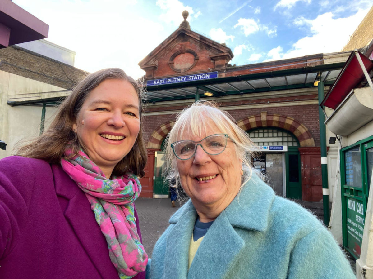 Fleur Anderson MP and Councillor Finna Ayres at East Putney Station, campaigning for step-free access. 