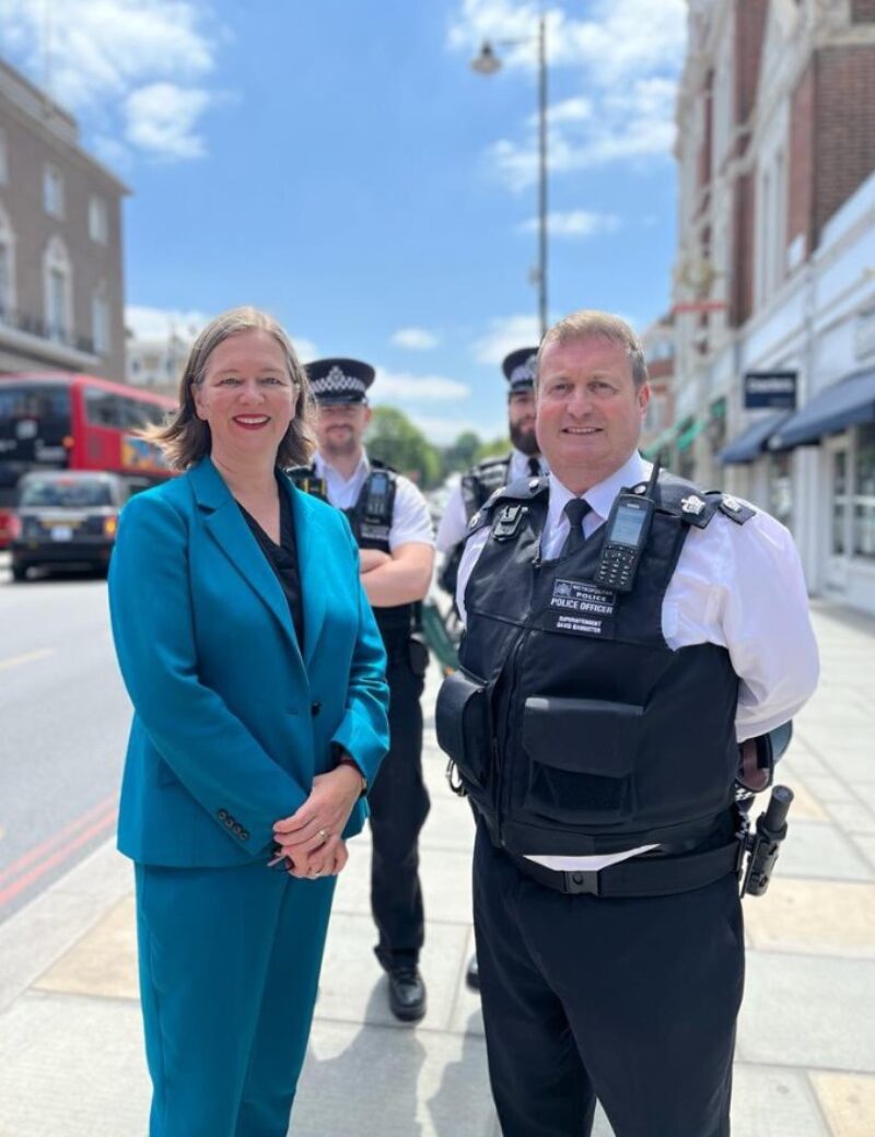 Fleur Anderson MP with local police in Putney