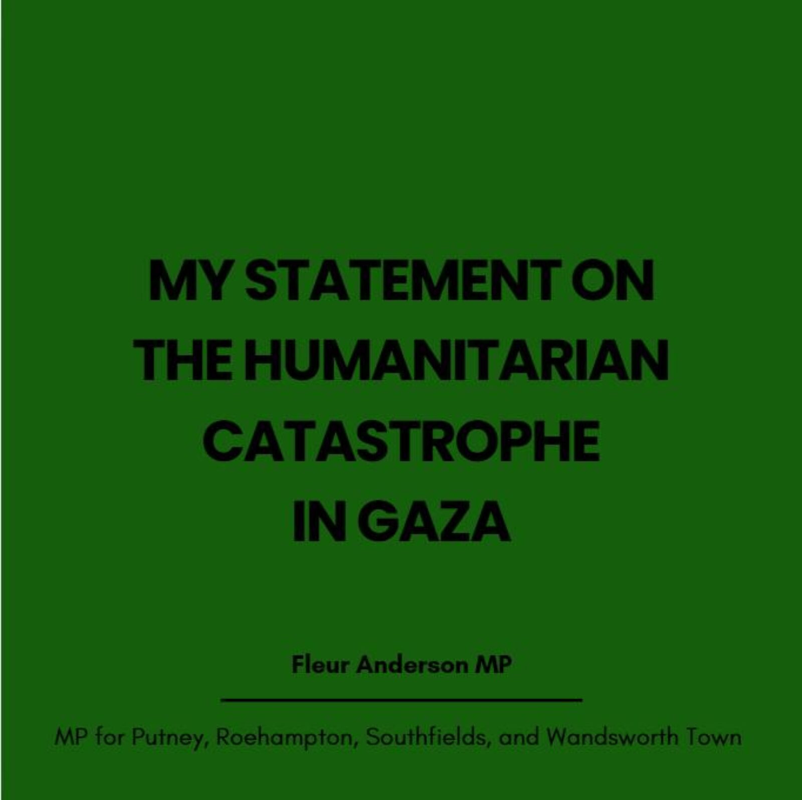 "My Statement on the Humanitarian Catastrophe in Gaza"