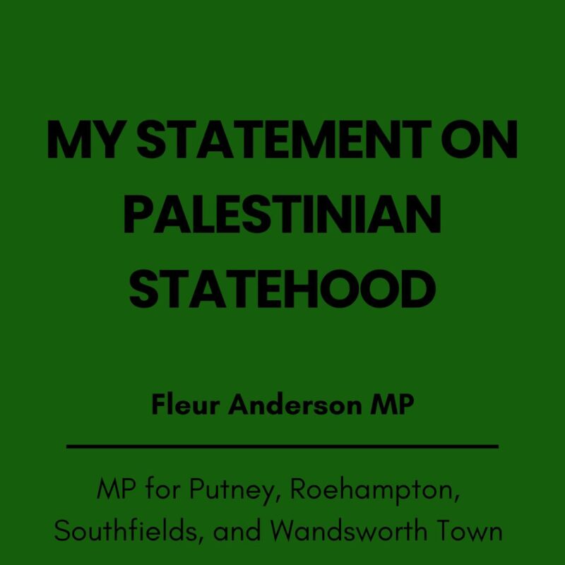 My Statement on Palestinian Statehood