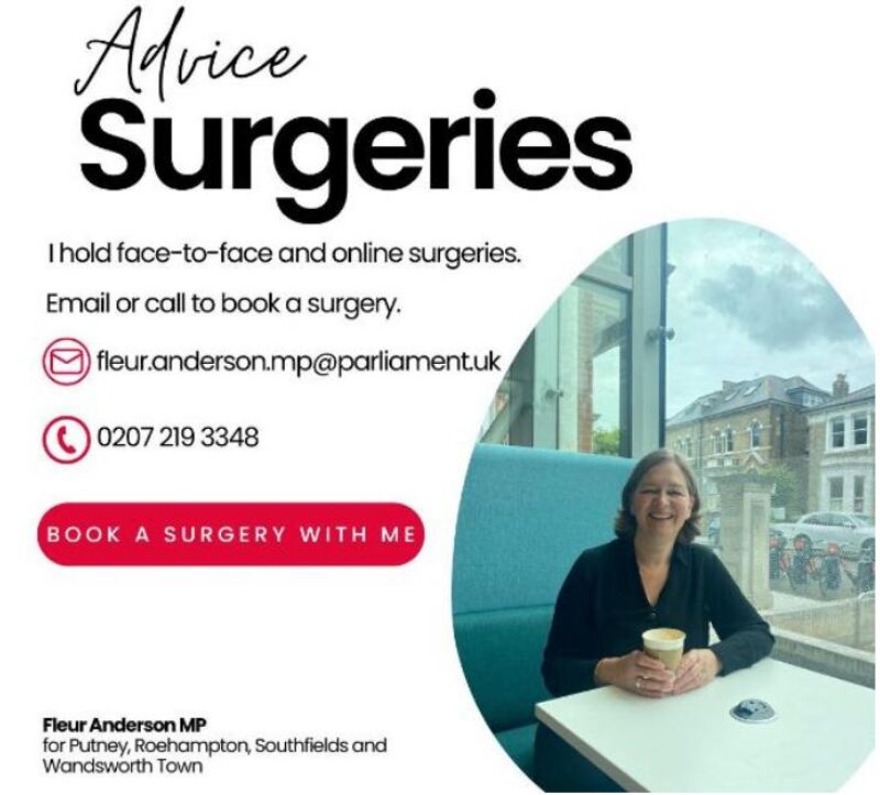 Fleur Anderson Advice Surgeries Invitation
